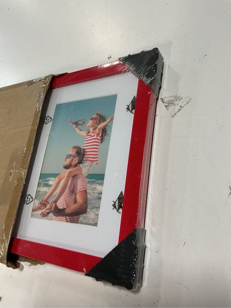 Condition photo showing New/Like New for decoruhome 8x20 picture frames collage wall decor, display 4pcs 4x6 photos with mat or 1pcs 8x20 unmatted, 4 4x6 collage picture frames for wall mounting, red 8x20 (4-4x6) red