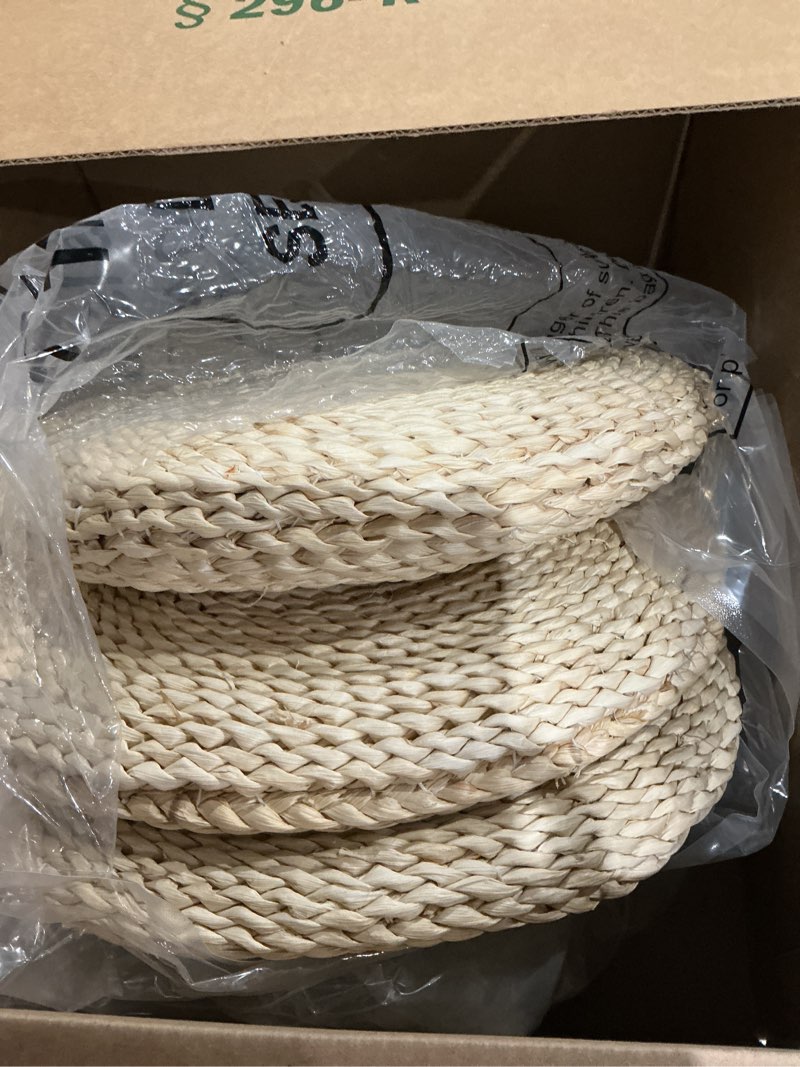 Condition photo showing Good Condition for barydat 3pcs floor cushions round large pillow seating meditation floor pillow boho natural woven seat cushion japanese tatami cushion for yoga room balcony chair pad, 15.75 inch