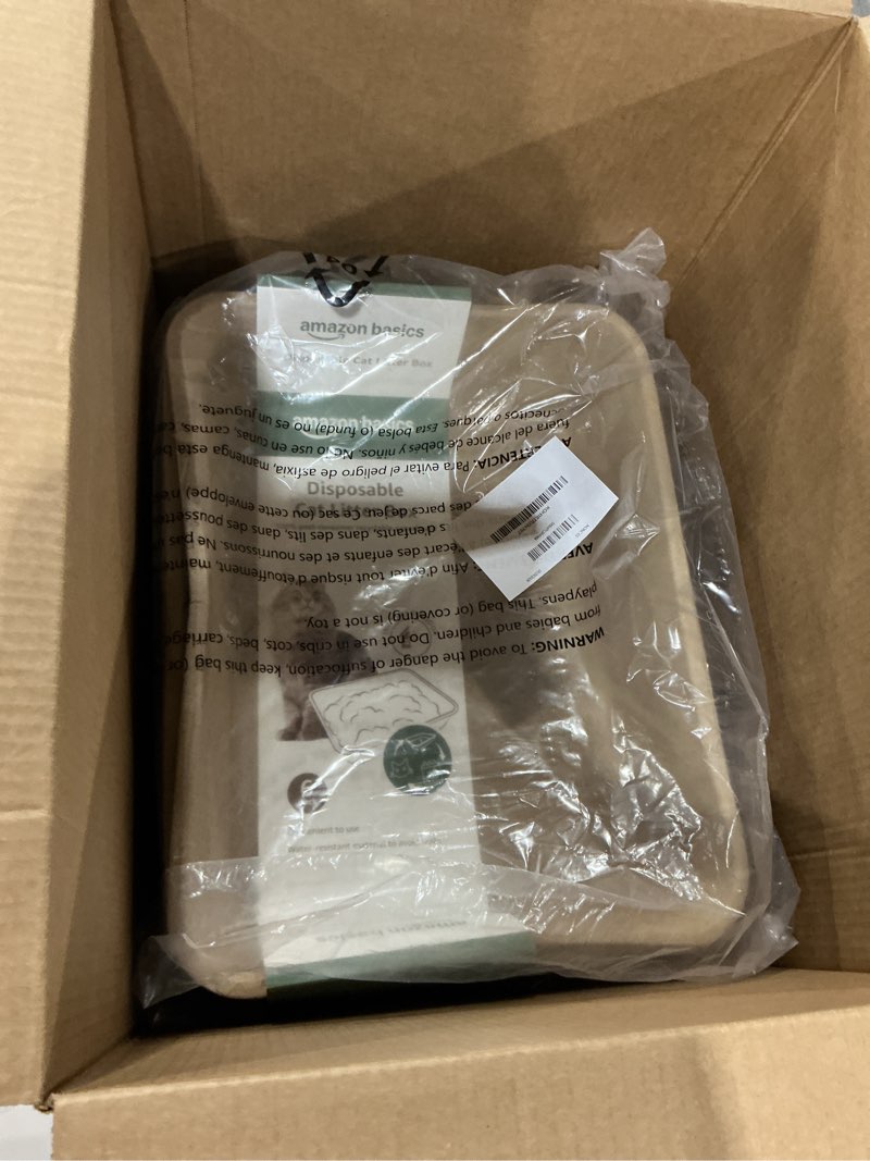 Condition photo showing New/Like New for Amazon Basics Disposable Cat Litter Box, Multi-Use Travel & Home Box, 6-Pack, Large 14.4"x18.1"