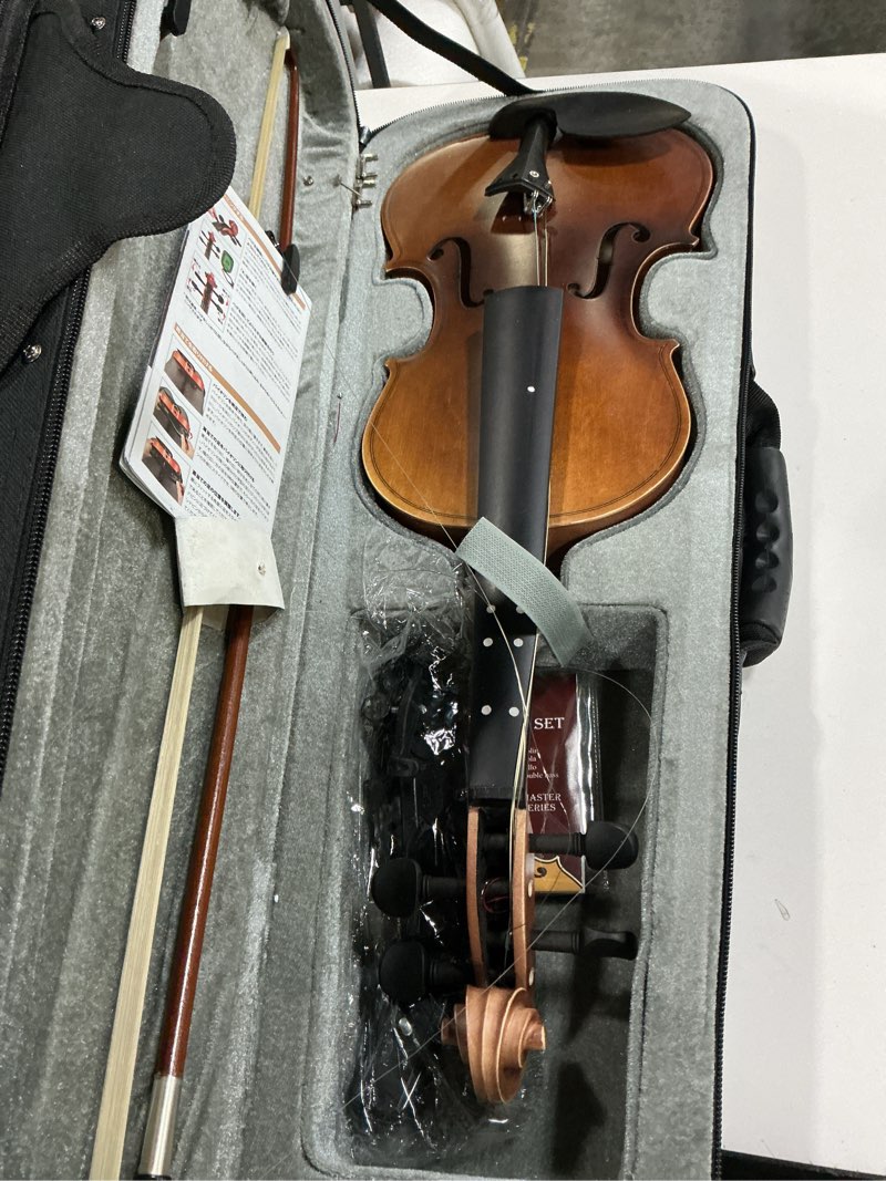 Condition photo showing As Is for Eastar 4/4 Full Size Violin Set Matte Fiddle for Beginners Adults with Hard Case, Rosin, Shoulder Rest, Bow, Tuner and Extra Strings (Imprinted Finger Guide on Fingerboard), EVA-3
