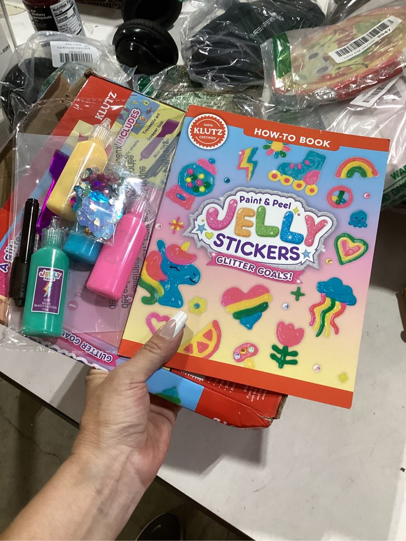Condition photo showing New/Like New for paint & peel jelly stickers: glitter goals!