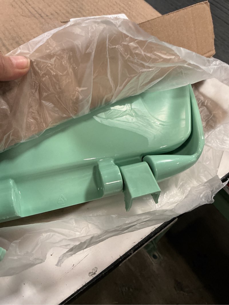 Condition photo showing As Is for Bemis Classic Colors Slow Close Toilet Seat, Easy Clean Hinges and Durable Plastic Seat, Made in USA, Round, Ming Green Round Ming Green