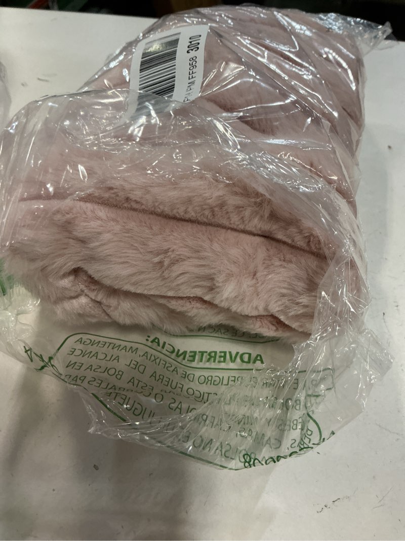 Condition photo showing Good Condition for Pallene Faux Fur Plush Throw Pillow Covers 18x18 Set of 2, Luxury Soft Fluffy Striped Decorative Pillow Covers for Sofa, Couch, Living Room, Blush Pink Blush Pink 18" x 18" (Pack of 2)