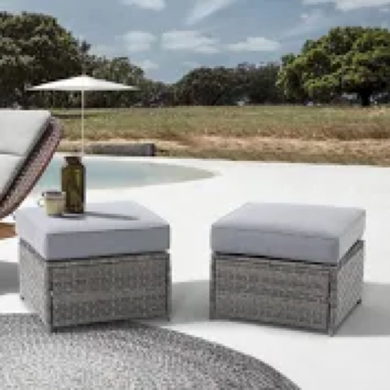 Giannino wicker outdoor ottoman with sumbrella cushion