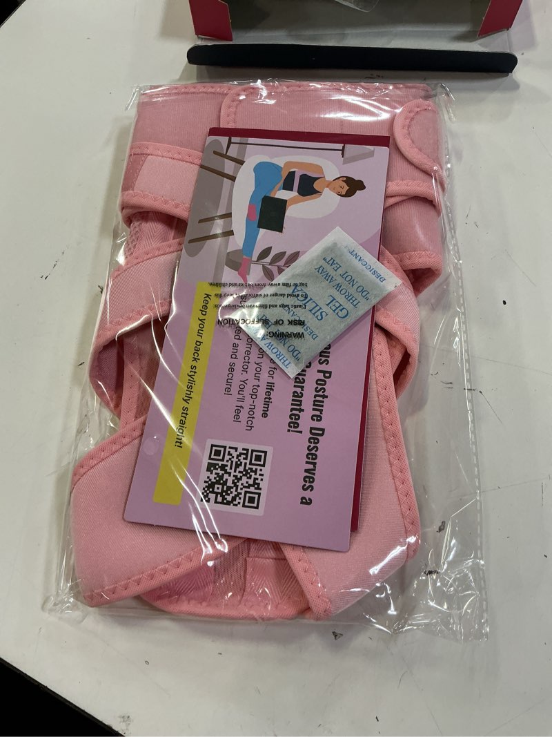 Condition photo showing New/Like New for fit geno posture corrector for women: adjustable lightweight upper back brace for neck shoulder & upper back pain relief - improve posture correct hunchback slouching kyphosis invisible under clothes (m/l under bust 32"-45") pink medium/large