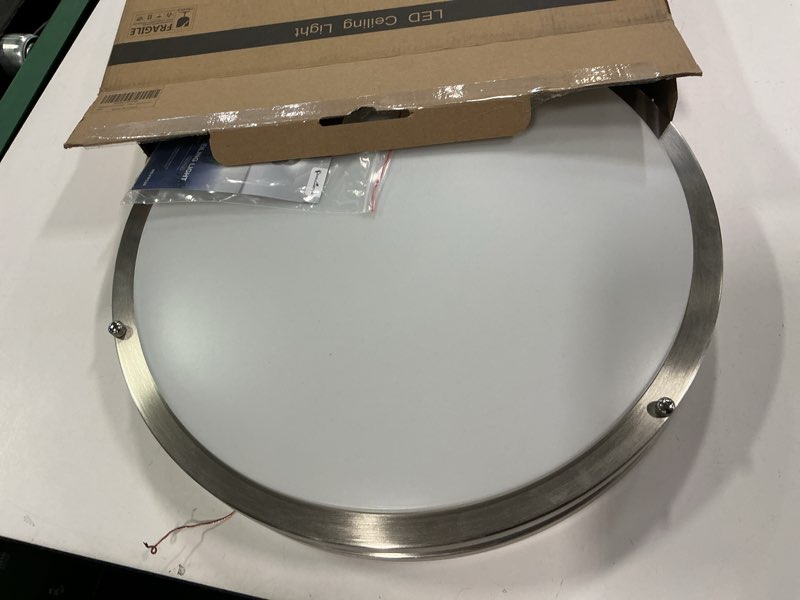 Condition photo showing Good Condition for DLLT Flush Mount LED Ceiling Light: 16 Inch 5CCT (3000K-6000K) & Dimmable Ceiling Light Fixtures for Bedroom Hallway - 36W Modern Brushed Nickel Super Bright Kitchen Lighting Fixtures Ceiling 1Pack-16inch Nickel