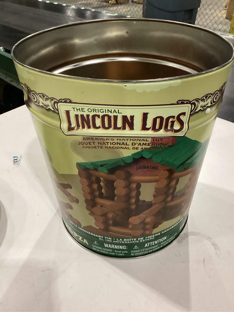 Condition photo showing Good Condition for Lincoln Logs 100th Anniversary Tin