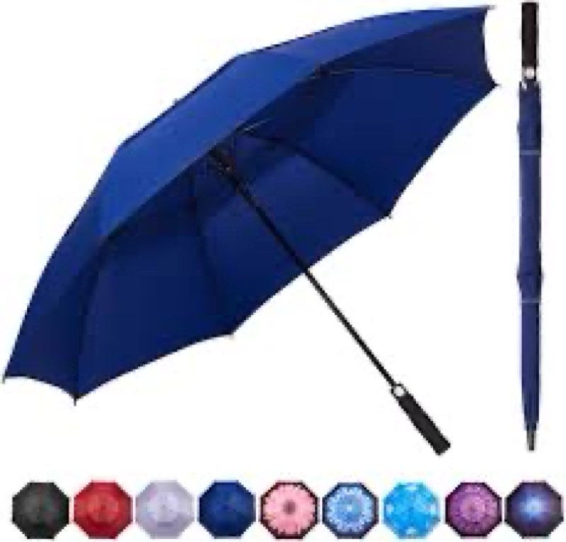 Goothdurs 62/68 Inches Golf Umbrella Automatic Open Windproof Waterproof Large Double Canopy Vented Rain Stick Umbrellas for Men Women Navy (Single Canopy) 62 inch