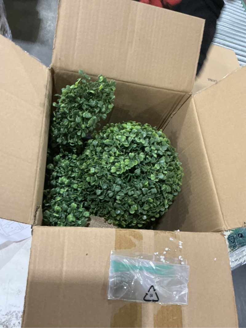 Condition photo showing New/Like New for 3.5ft easter bunny topiary tree, artificial greenery bunny topiary with bendable ears, realistic faux plant vintage pot, outdoor front porch entryway spring decor