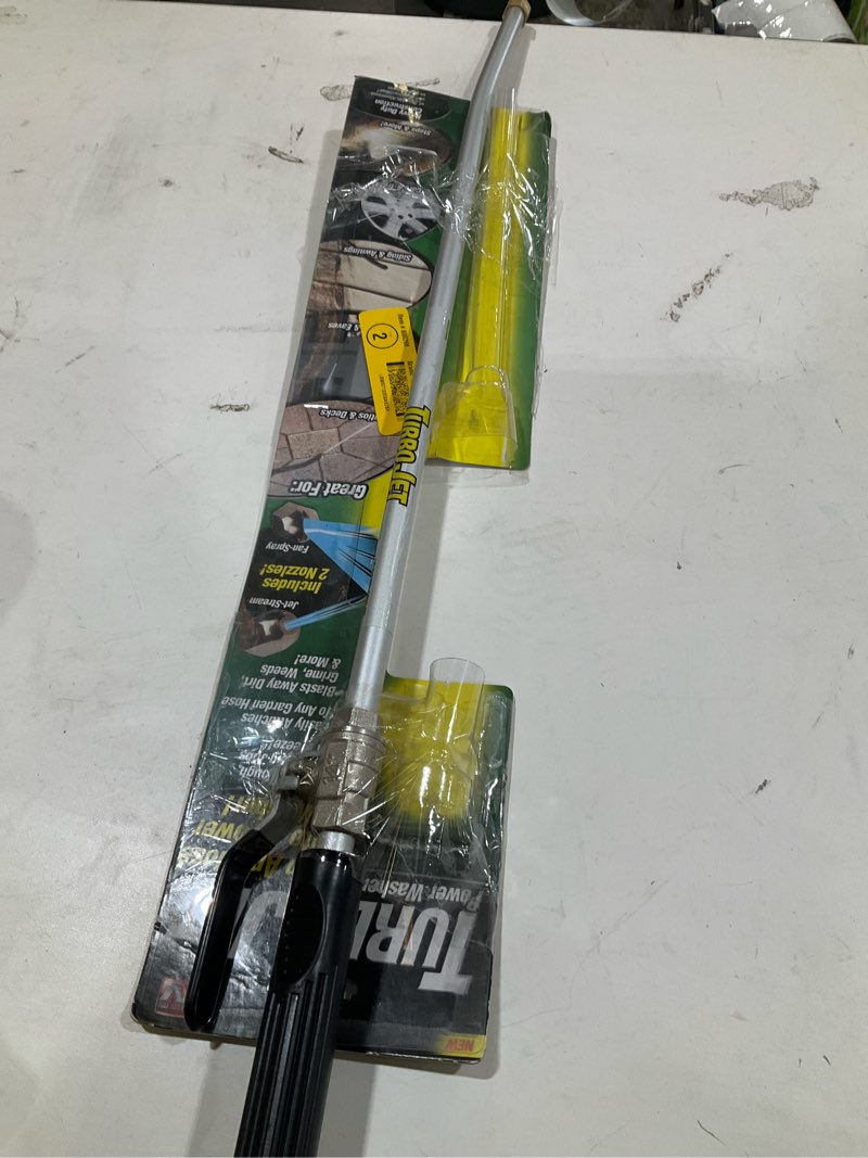 Condition photo showing As Is for turbo jet rear trigger adjustable spray garden hose nozzle - turn your hose into a power washer - easy attachment - 2 patterns
