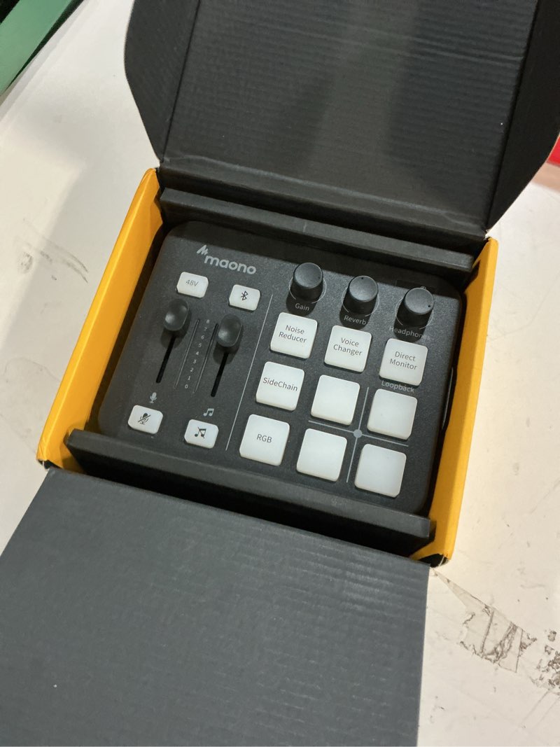 Condition photo showing Good Condition for maono gaming audio mixer, audio interface with pro-preamp, rgb, bluetooth, 48v phantom power for live streaming, podcasting, content create, gaming maonocaster g1 neo (not for usb mic) g1 neo black vc-eu