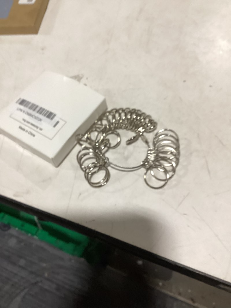 Condition photo showing New/Like New for ring sizer measuring tool kit upgraded, 27 pcs stainless steel measuring ring tool, us ring size 0-13 with half size, 2 pcs reusable finger size 1-17 usa rings size with magnified glass