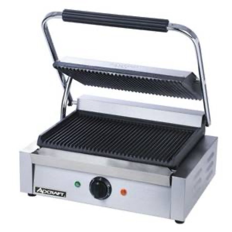 Adcraft SG-811E Single Electric Ribbed Sandwich / Panini Grill 13" x 8¾"