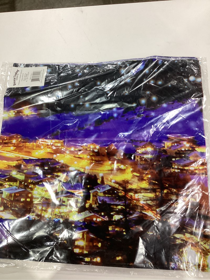 Magical Blue Snow Village Plastic Backdrop Banner - 9ft x 6ft (3-Piece) - Stunning Winter Wonderland