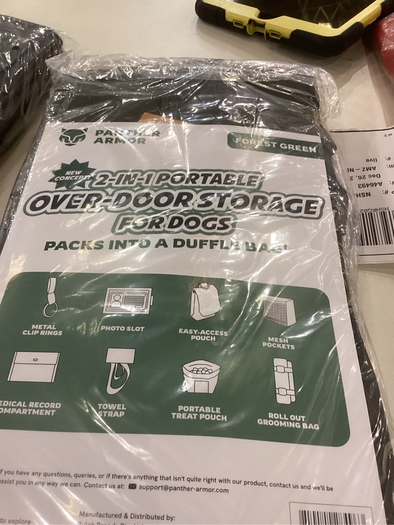 Condition photo showing New/Like New for Panther Armor Dog Travel Bag Hanging Dog Organizer & Pet Storage Tote Bag for Supplies | Waterproof Door Storage & Closet Organizer | Food & Treat Container for Travel Accessories Green
