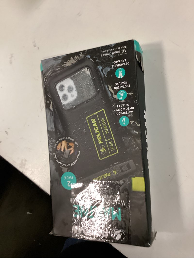 Condition photo showing Good Condition for Pelican Marine - IP68 Waterproof Phone Pouch (Regular Size) Floating Waterproof Phone Case - Beach Cruise Ship Travel Essentials - Works w/All Phones - Detachable Lanyard - Black/Hi-Vis Yellow Regular 