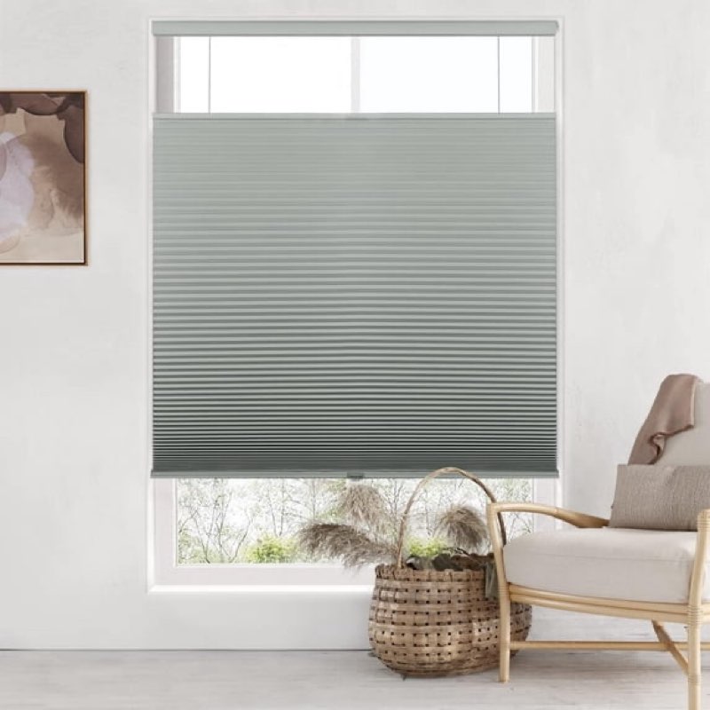 LazBlinds Top Down Bottom Up (TDBU) Cordless Cellular Shades, Blackout Light Blocking Honeycomb Shades Pleated Blinds for Windows, 30" W x 64" H, Grey