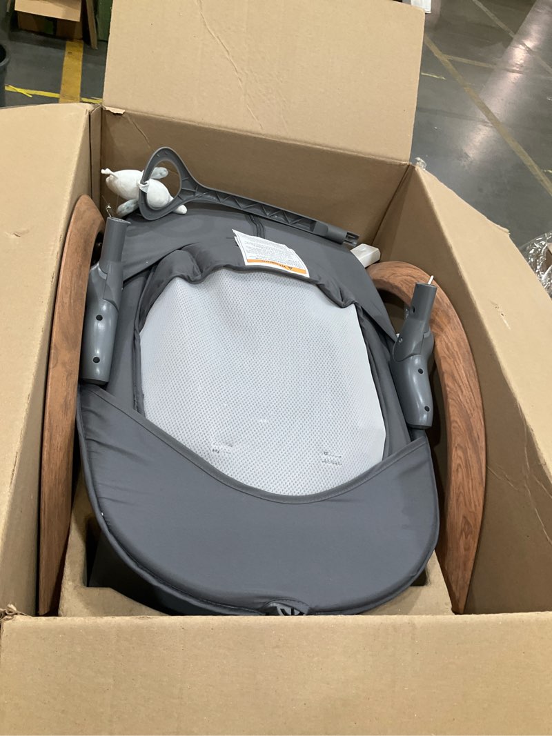 Condition photo showing Good Condition for electric baby swing for infants | mamroo with remote control, rocker with 6 motions, 5 speeds, white noise, 5 point harness for newborn boy girl max 20 lbs dark grey