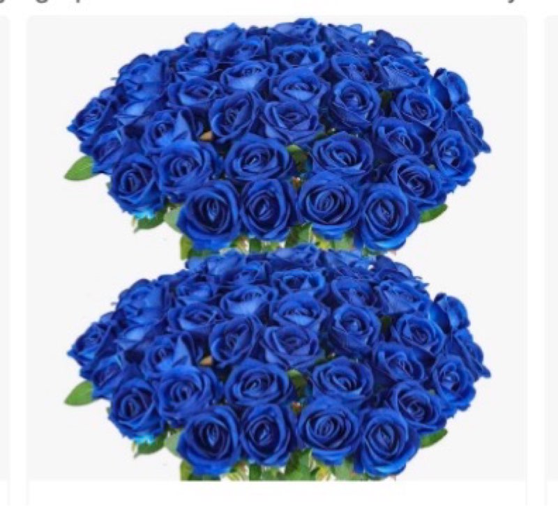 Hananona 50 Artificial Roses in Bulk, Fake Silk Roses Realistic Blue Roses for Wedding Centerpieces 