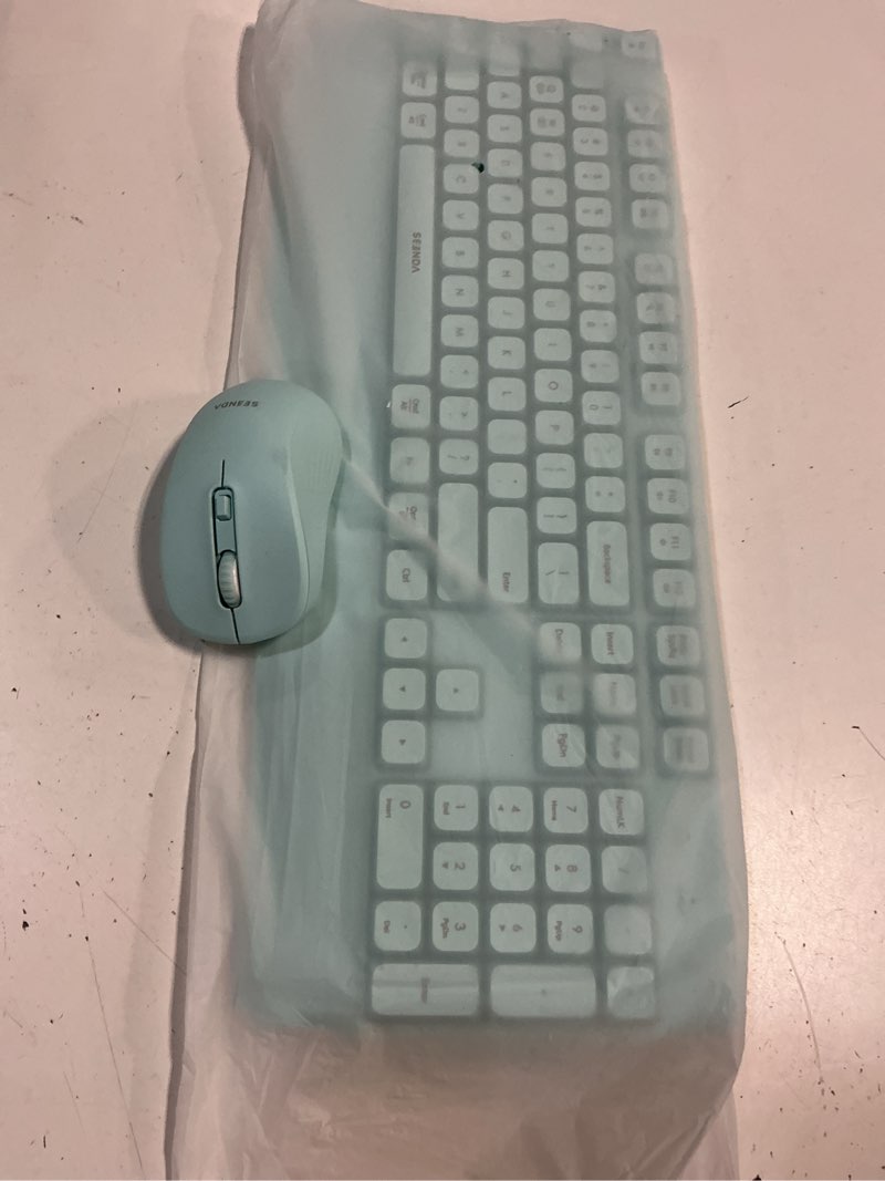 Condition photo showing Good Condition for seenda wireless bluetooth keyboard mouse combo for windows/mac os, green | usb & bluetooth for multi-device switching, silent, ergonomic keyboard with wrist rest, full-size combo for pc laptop macbook