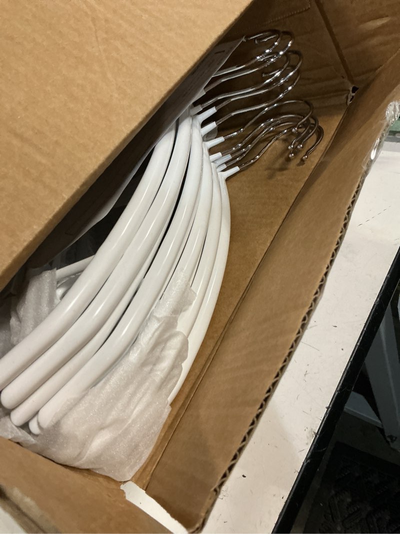 Condition photo showing New/Like New for nature smile non slip pvc coating sweater hangers,dress suit coat hangers,shoulder bump free golf t shirts clothes hangers (white color 20 pack) white 20 pack
