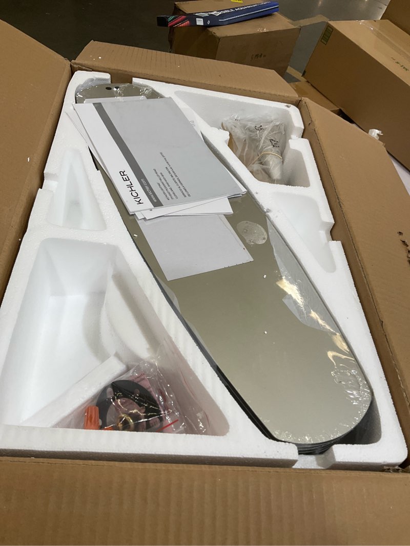 Condition photo showing As Is for Kichler 52 Inch Renew Patio Fan Brushed Nickel