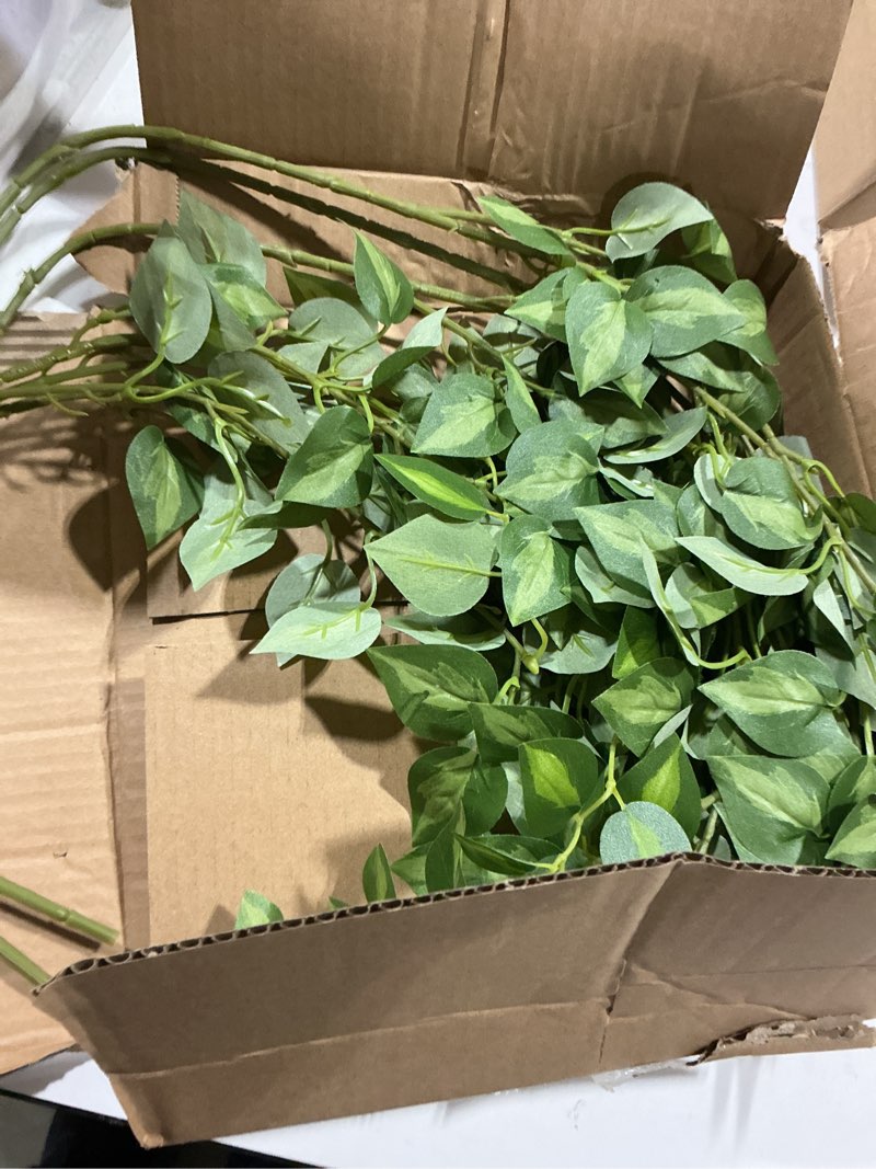 Condition photo showing Good Condition for 5pcs artificial eucalyptus leaves stem plants for spring decor, 32.7 inch fake leaves greenery branches green shrubs silk faux foliage diy stems for festival home kitchen farmhouse(green)