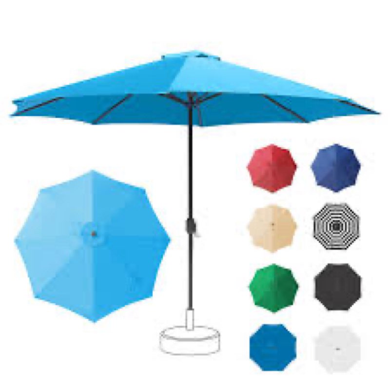 11 ft patio umbrella for outdoor, outdoor table umbrella, outdoor patio umbrellas with 8 sturdy ribs, patio umbrellas for market, garden, deck, backyard, pool (blue). 11ft