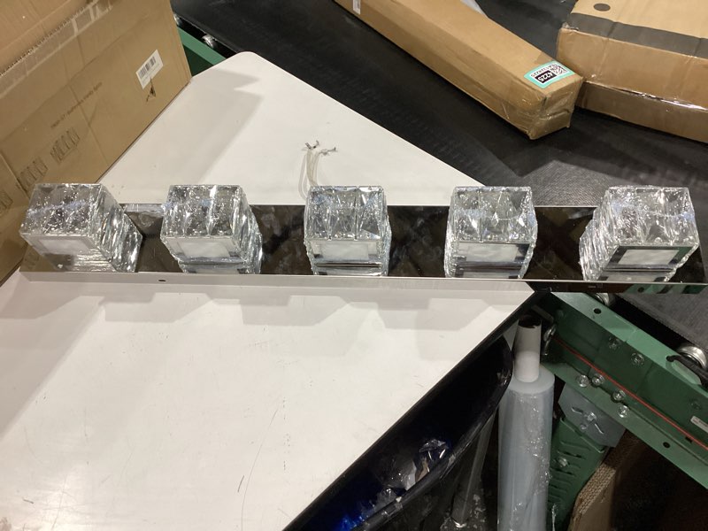 Condition photo showing New/Like New for modern bathroom vanity light - 5 light led 5cct dimmable vanity lighting fixtures - crystal chrome bathroom lights over mirror chrome-5cct dimmable 34.6"-5 lights