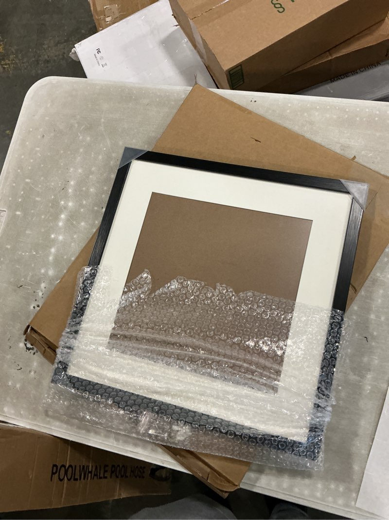 Condition photo showing Good Condition for 16x16 picture frame, display pictures 12x12 with mat or 16x16 without mat, wall hanging photo frame,black, 1 pack