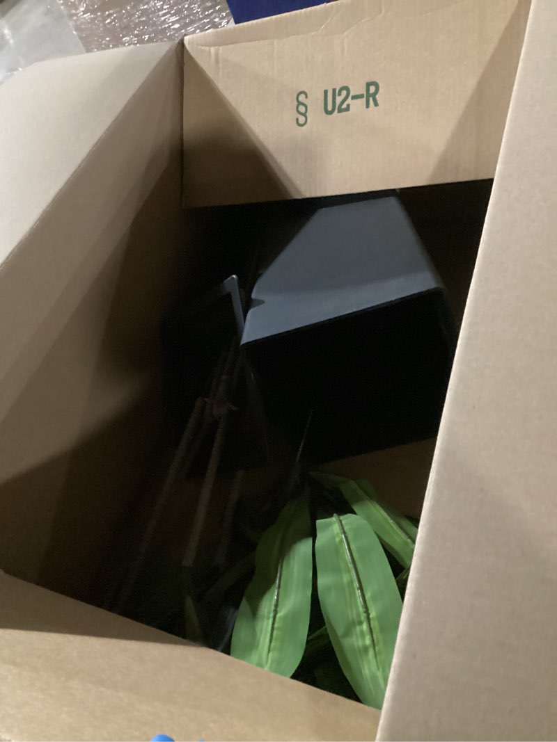 Condition photo showing As Is for 6FT Artificial Dracaena Tree, Fake Tree Indoor with Black Tall Planter,Tall Artificial Plants Indoor,Artificial Silk Tree for Home Office Decor (Black) Black-6ft