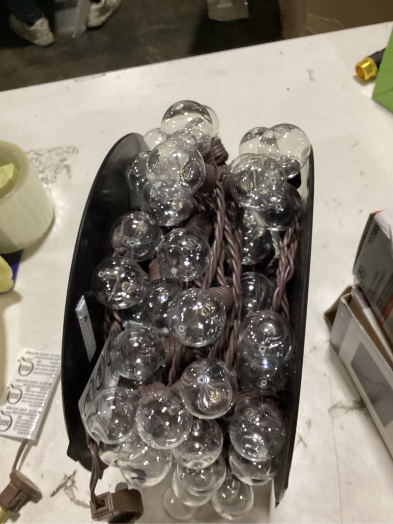 Condition photo showing Good Condition for harbor breeze 48-ft plug-in brown indoor/outdoor string light with 100 white -light led globe bulbs