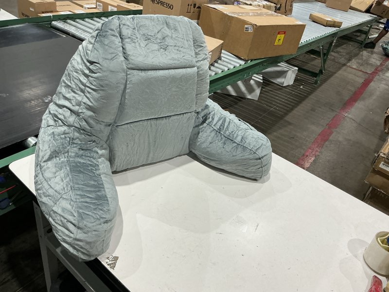 Condition photo showing Good Condition for mainstays faux fur plush bedrest pillow, specialty size, gray, cozy lounge support