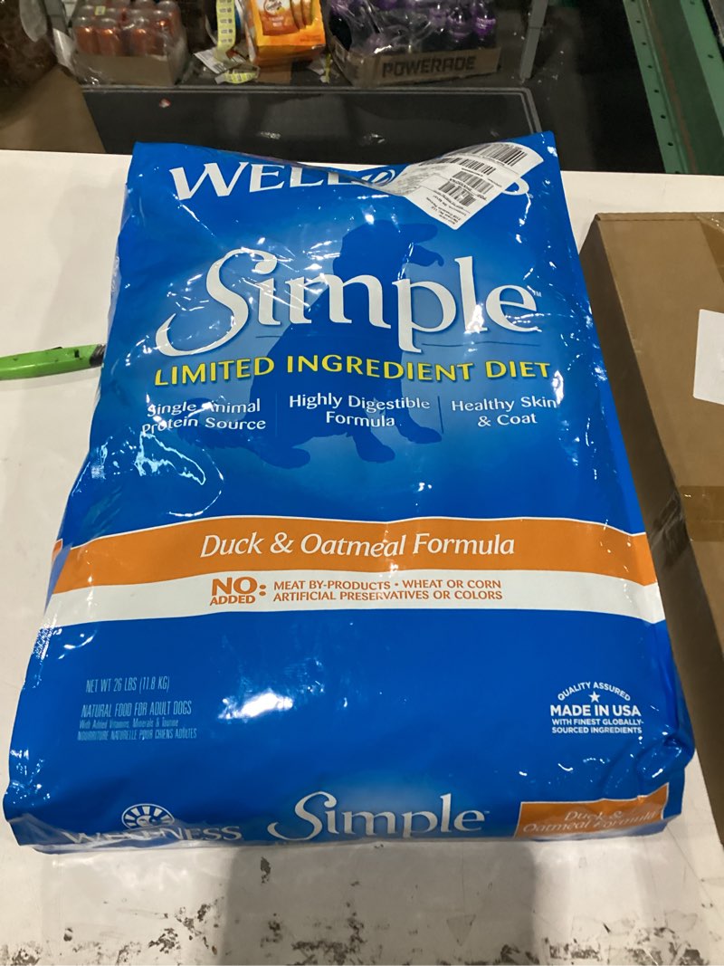 Condition photo showing New/Like New for Wellness Simple Natural Limited-Ingredient Grain-Free Dry Dog Food, Easy to Digest for Sensitive Stomachs, Supports Skin & Coat (Duck and Oatmeal, 26-Pound Bag) Duck and Oatmeal 26 Pound (Pack of 1)