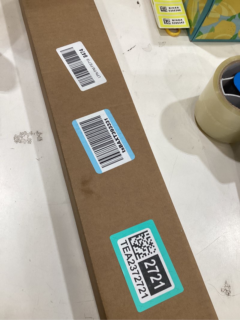 Condition photo showing As Is for LazBlinds No Tools No Drill 1" Vinyl Mini Blinds, Cordless Blinds for Windows, Light Filtering Horizontal Window Blinds & Shades, 20" W x 48" H, Mahogany Cordless-mahogany 20" W x 48" H