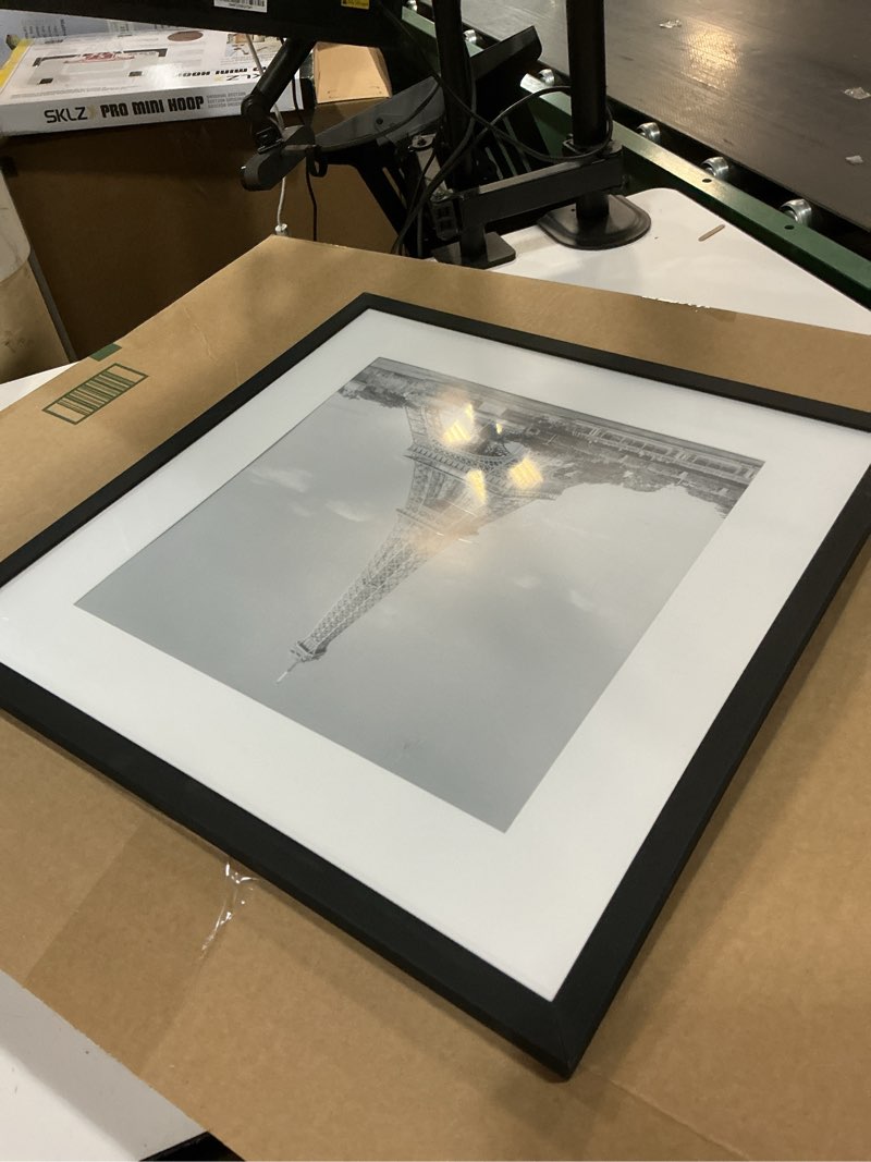 Condition photo showing Good Condition for upsimples 16x16 picture frame, display pictures 12x12 with mat or 16 x 16 without, wall hanging square frames, black, 1 pack black 16x16