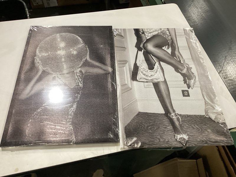 Condition photo showing New/Like New for 9W Set of 2 Disco Ball Wall Art Disco Ball 70s Poster Disco Tequila Print Black And White to Print Luxury Alcohol Girly Dorm Decor12x18inch(30x45cm) Frame-style-1 18L\\\" x 12W\\\". … similar to stock photo