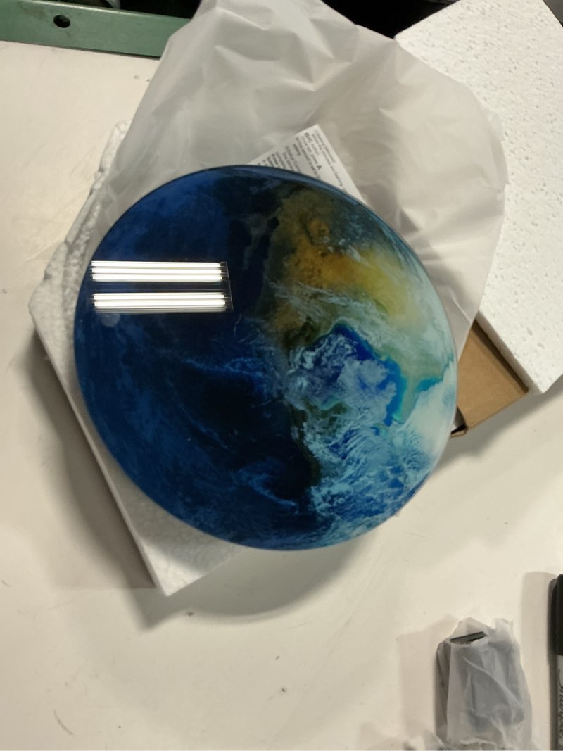 Condition photo showing Good Condition for digital desk & shelf clock, led moon/earth design, temperature display, 7.87 x 7.87 inches (earth, 7.87 inch) earth 7.87 inch