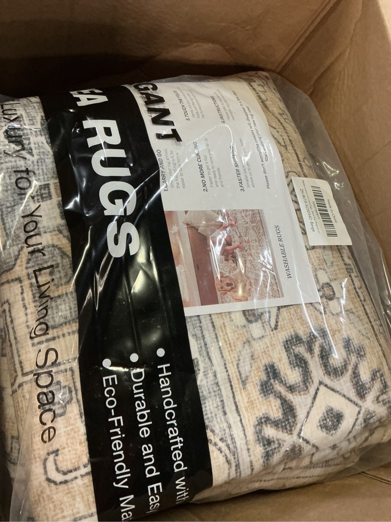 Condition photo showing Good Condition for zesthome 8x10 area rugs for living room,non-slip backing washable rugs,vintage large area rug?stain resistant home decor rug (beige,8'x10') beige/grey 8' x 10' (rectangular)