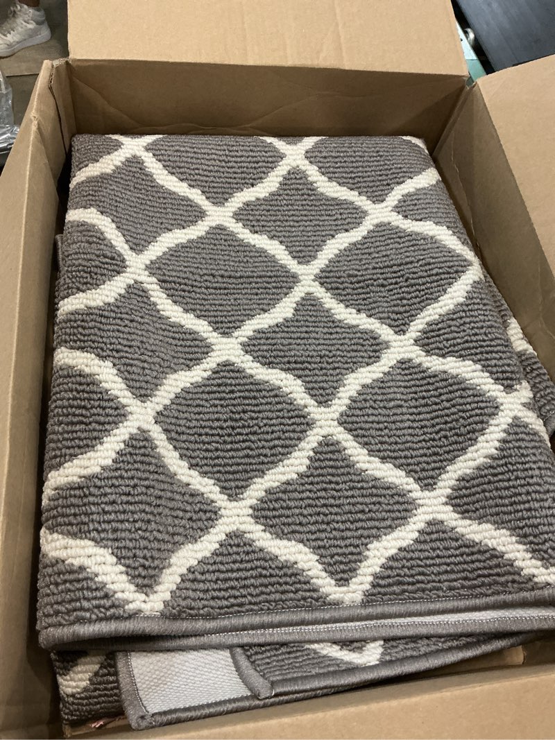 Condition photo showing As Is for buganda large indoor door mat, dirt-resistant and absorbent doormat, washable, low profile floor mats for inside entryway, front, and back door entrance (59x35 inches, grey) 59" x 35" grey