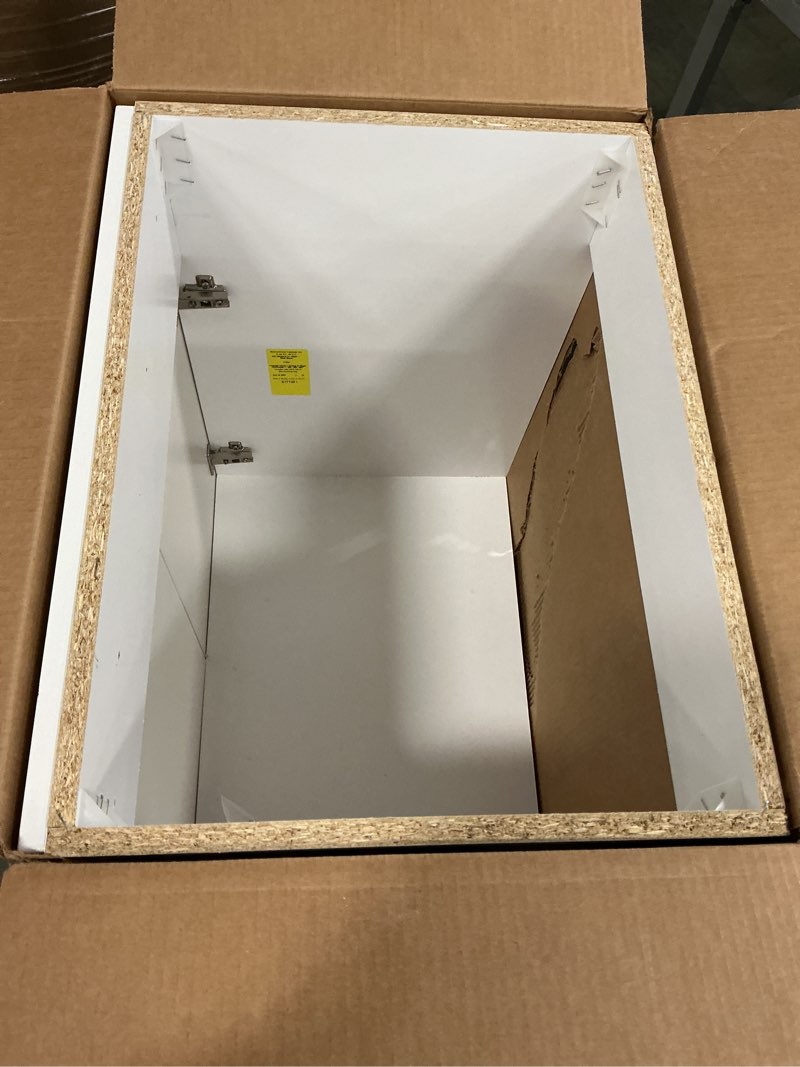 Condition photo showing As Is for  Project Source Dover 24-in True White Single Sink Bathroom Vanity with White