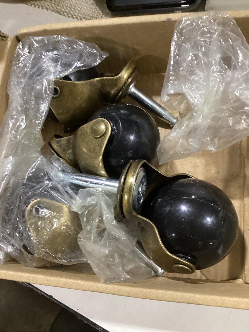 Condition photo showing Good Condition for 2" ball caster wheels, casters set of 4 brass vintage antique caster 5/16" x 1 1/2" (8 x 38mm) wheels pole with sleeve for furniture, chairs, cabinets, ?casters set of 4 heavy duty?