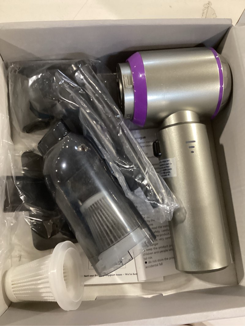 Condition photo showing Good Condition for car vacuum portable cordless 20000pa high power 4-in-1 compressed air duster & air blower & pump hand held vacuum with brushless motor for car, home, office,camping ideal gifts for men & women purple