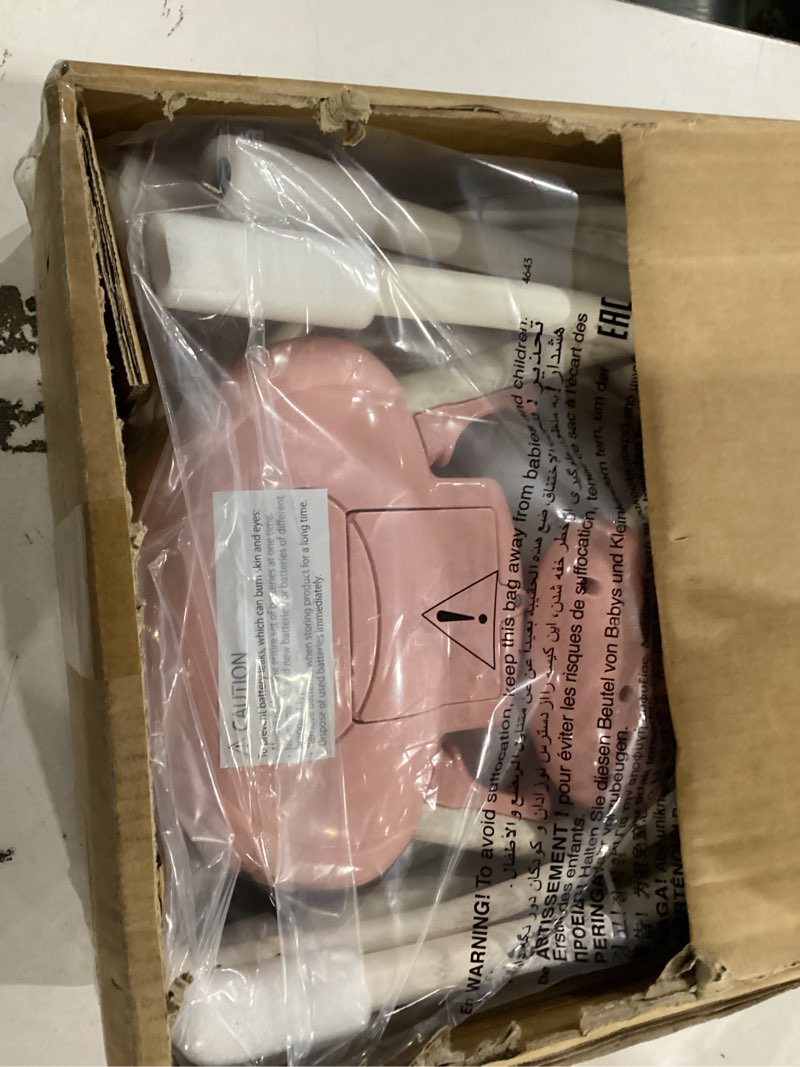 Condition photo showing New/Like New for baby swings for infants, tiny marvels foldable swing with music,0-9m, 20lbs | five swing speeds, dual power supply, five-point harness, auto shutoff timer, sensory toy bar blush bloom
