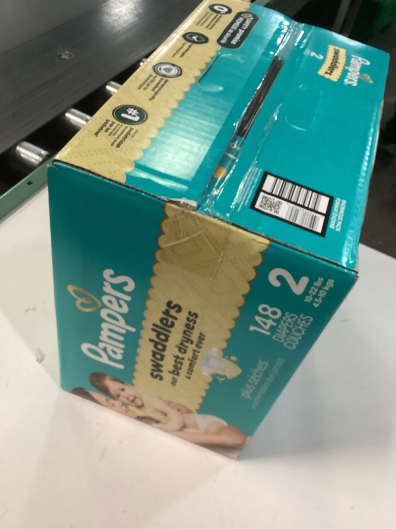 Condition photo showing New/Like New for Pampers Swaddlers Diapers, Size 2 (10-22 lbs), 148 Count, Absorbent, Keeps Baby Dry and Comfortable, Skin Safe Disposable Baby Diaper Size 2 148