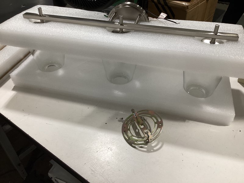 Condition photo showing Good Condition for allen + roth ellsworth 22.83-in 3 -light brushed nickel transitional vanity light