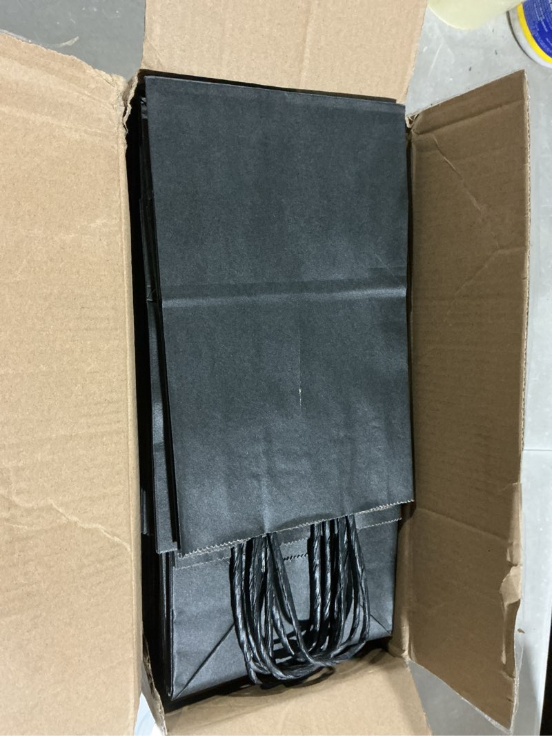 Condition photo showing Good Condition for mesha black gift bags 5.25x3.75x8 inch small kraft paper bags with handles bulk,100 pack for small business,wedding party favor black 5.25x3.75x8 inch (pack of 100)
