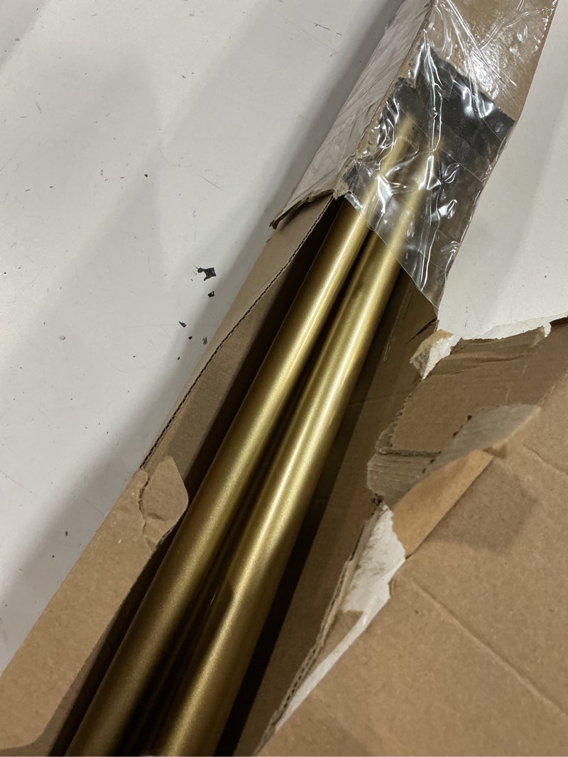 Condition photo showing As Is for tonial1 inch double curtain rods 36 to 72 inch (3 to 6 ft), heavy duty decorative drapery rod for windows 24 to 68 inch (6 to 5.7 ft) with classic cap finial, gold gold 36-72"