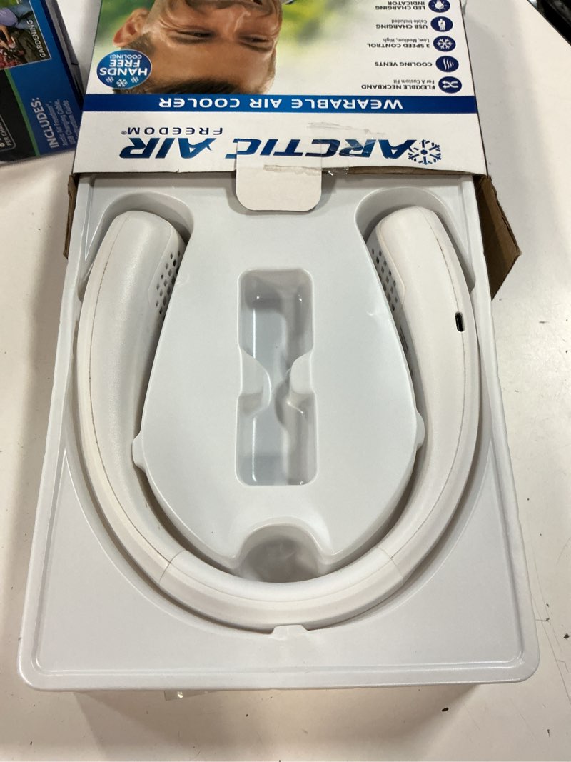 Condition photo showing As Is for arctic air freedom neck cooler, evaporative cooling with ionic purifier, 3 speeds & usb rechargeable battery, quiet & perfect for travel and outdoor, white, aafrdm-mc4