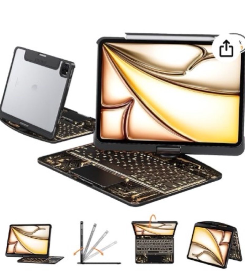 for 2024 ipad pro 11-inch (m4) case with keyboard - folio smart tablet book cover with touchpad - 7 